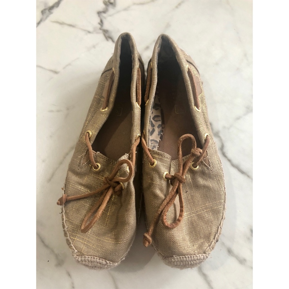 Sperry Topsider Metallic Canvas Shoes size 6
